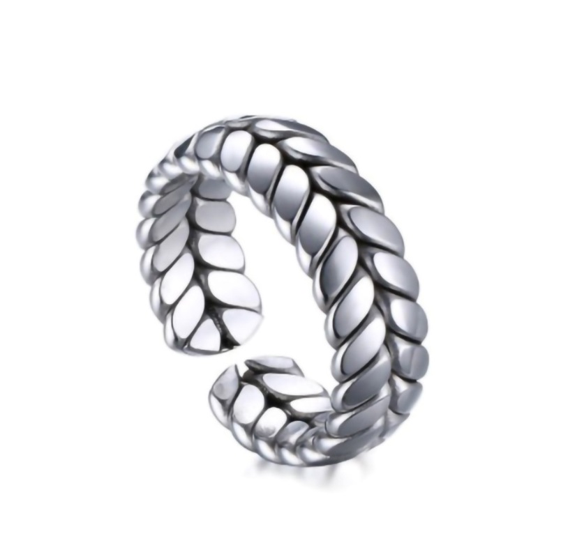 Stainless Steel Wheat Ring Opening For Men